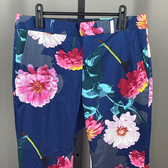 NEW Banana Republic Pants Womens 2 blue pink floral avery straight leg preppy - Picture 2 of 11